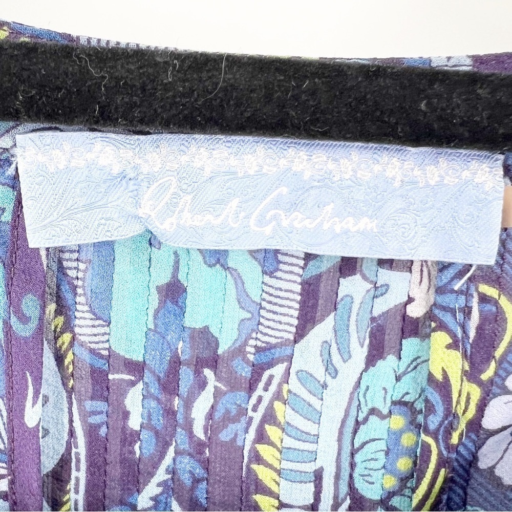 ✅ Robert Graham Silk‎ Button Up Paisley Top MEDIUM PURPLE BLUE - Picture 2 of 7